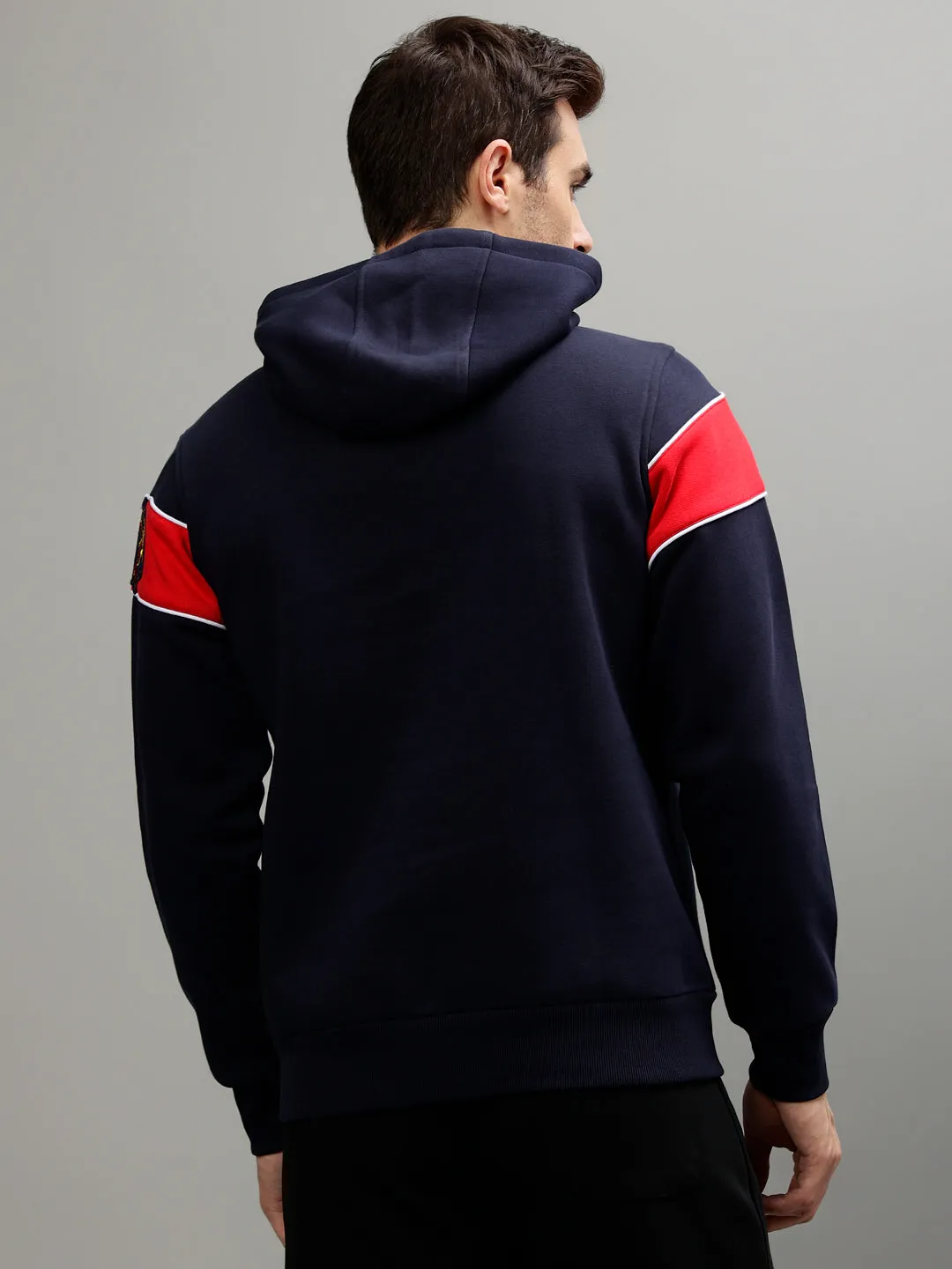 Iconic Men Colorblocked Hooded Full Sleeve Sweatshirt