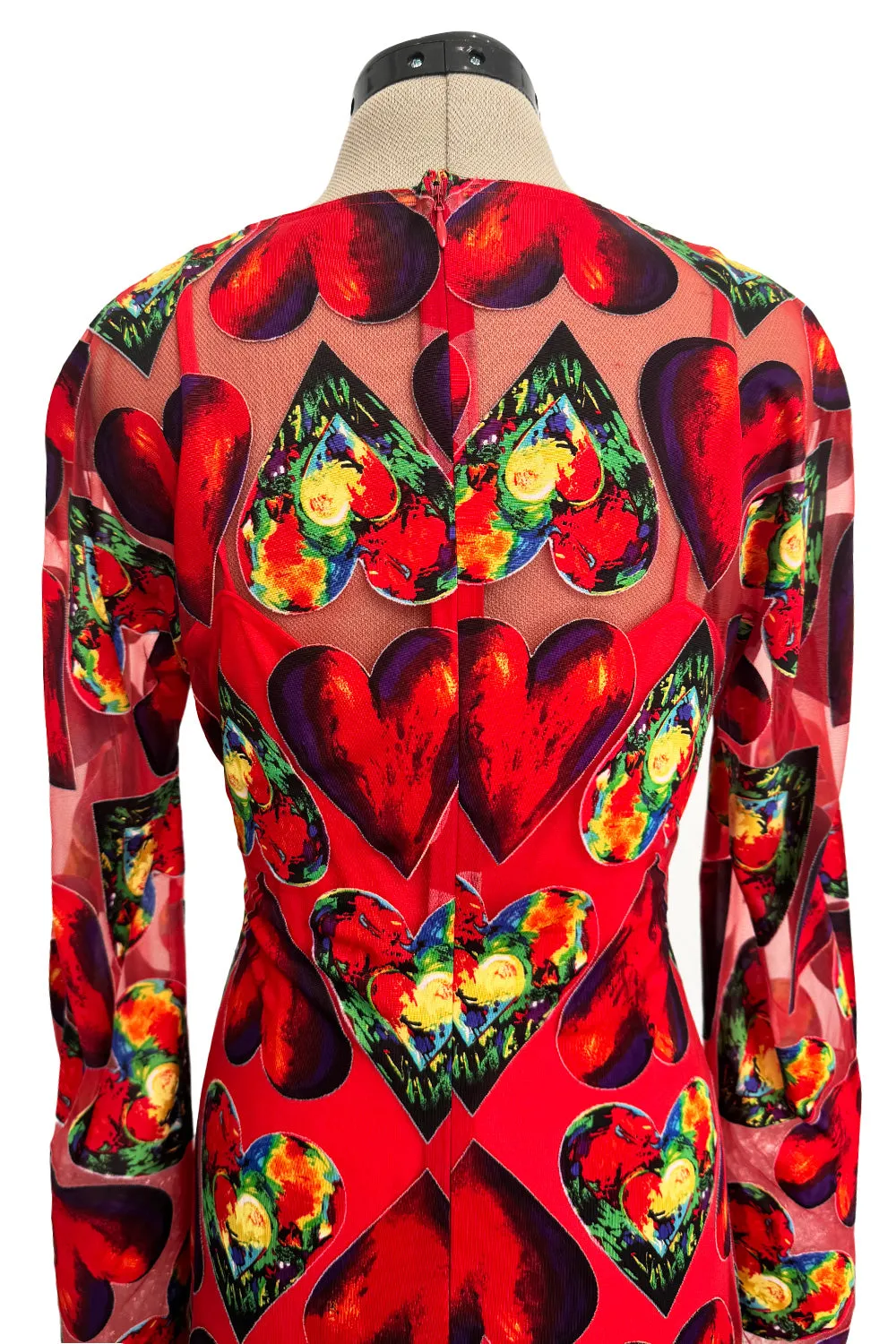 Important Spring 1997 Gianni Versace Well Documented Runway Dress w Heart Print by Jim Dine