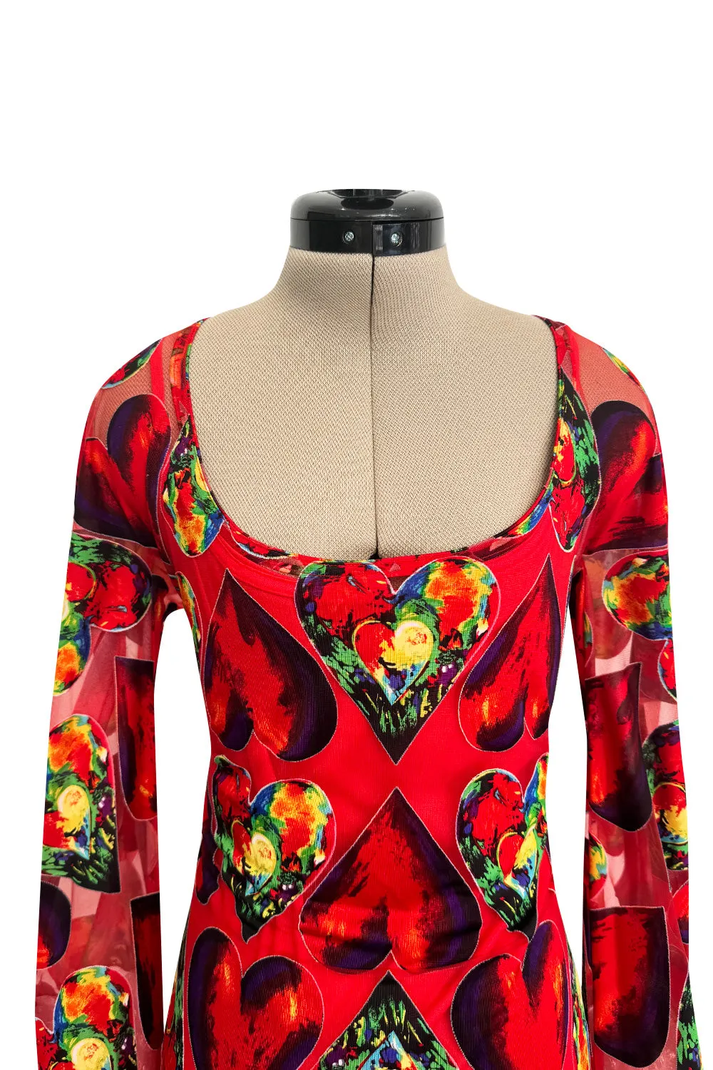 Important Spring 1997 Gianni Versace Well Documented Runway Dress w Heart Print by Jim Dine