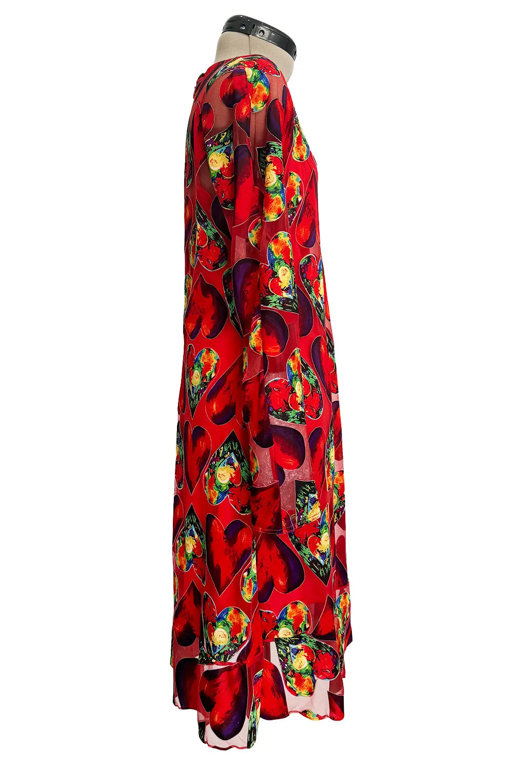 Important Spring 1997 Gianni Versace Well Documented Runway Dress w Heart Print by Jim Dine