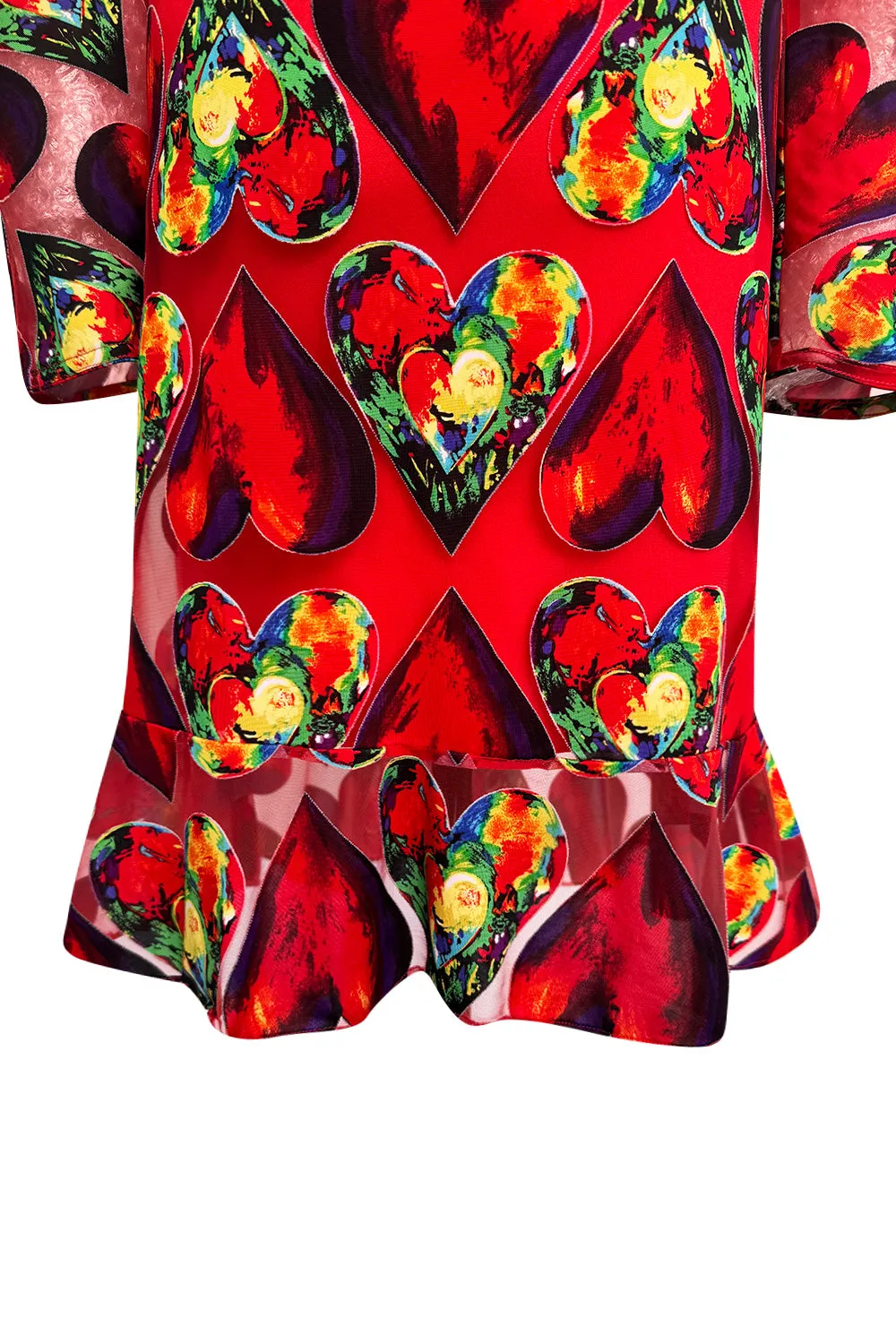 Important Spring 1997 Gianni Versace Well Documented Runway Dress w Heart Print by Jim Dine