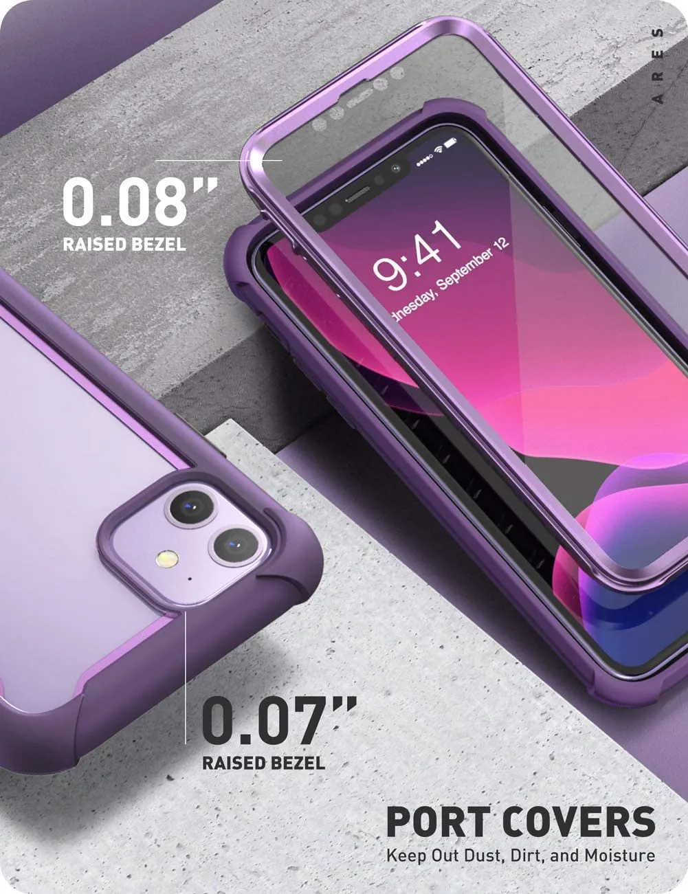 iPhone 11 6.1 inch , Dual Layer Rugged Case Built-in Screen Protector (Purple)