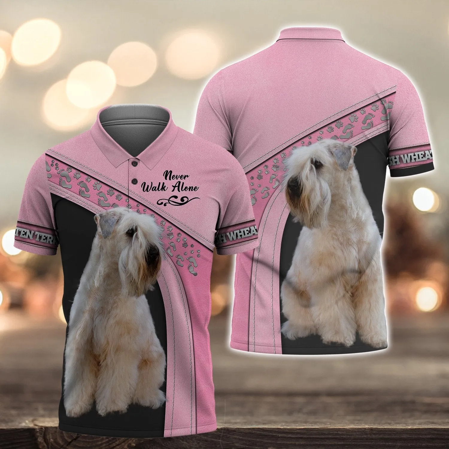 Irish Wheaten Terrier Love Never Walk Alone Love Pink 3D Full Print Shirts, Dog Memorial Gifts for loss of Dog