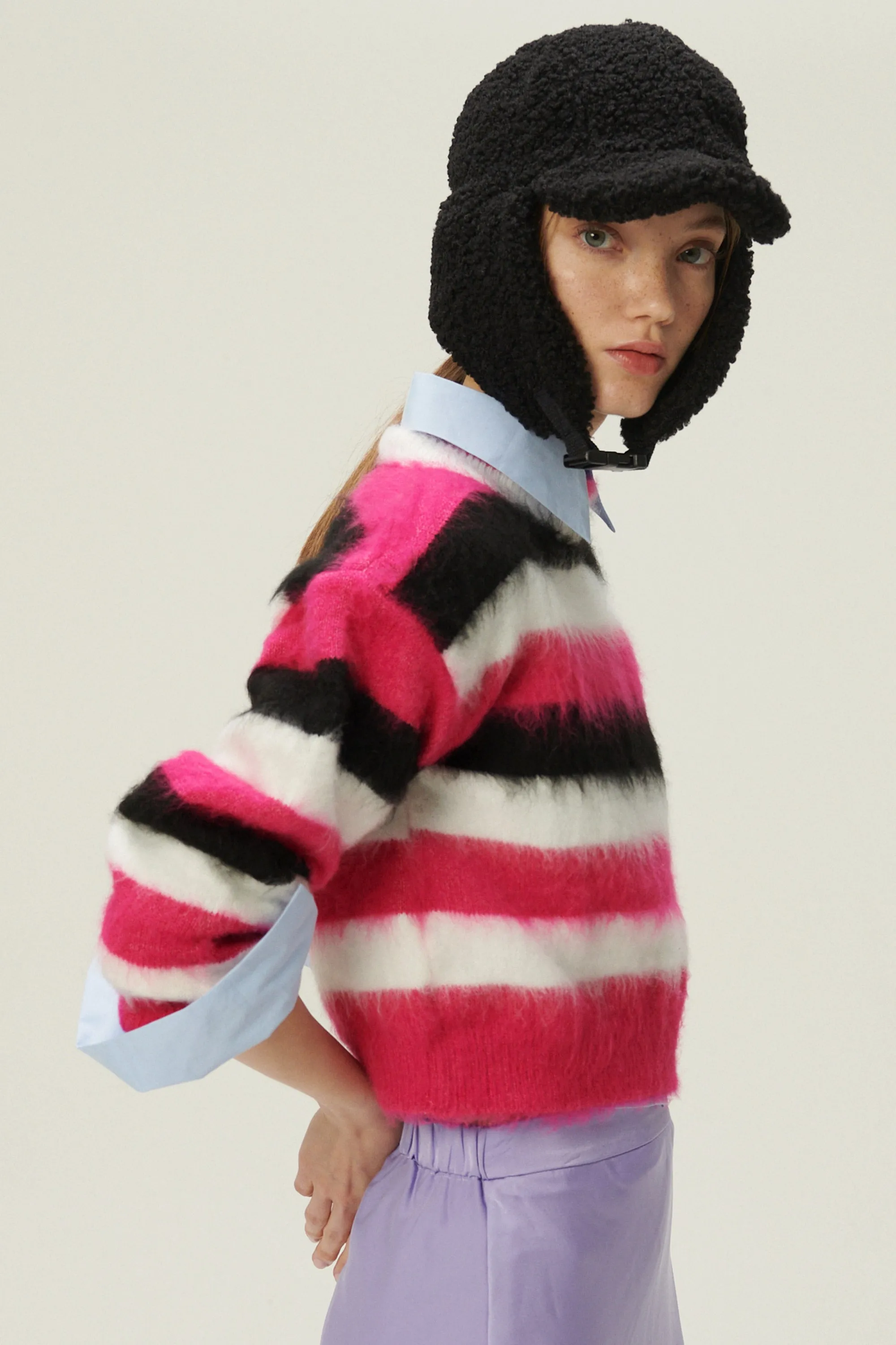 Ivanna Fuzzy Striped Sweater