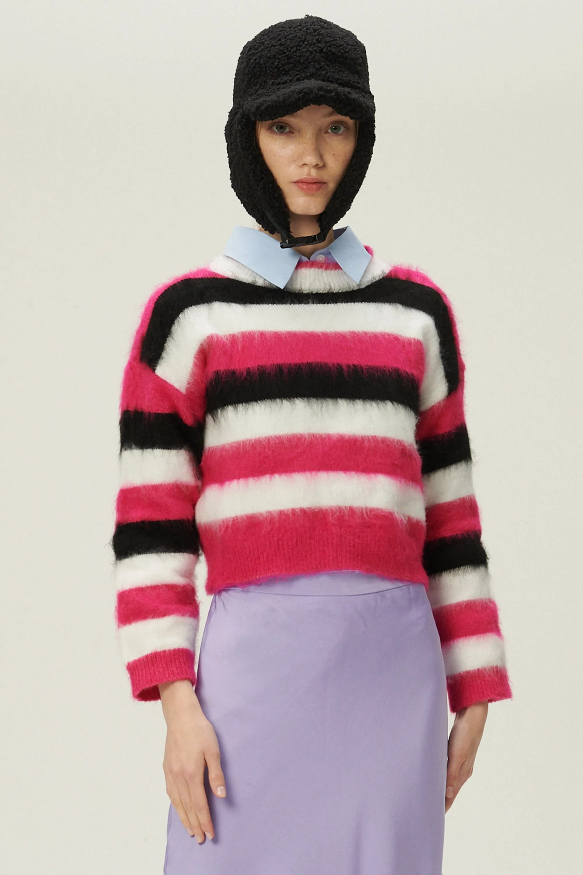 Ivanna Fuzzy Striped Sweater