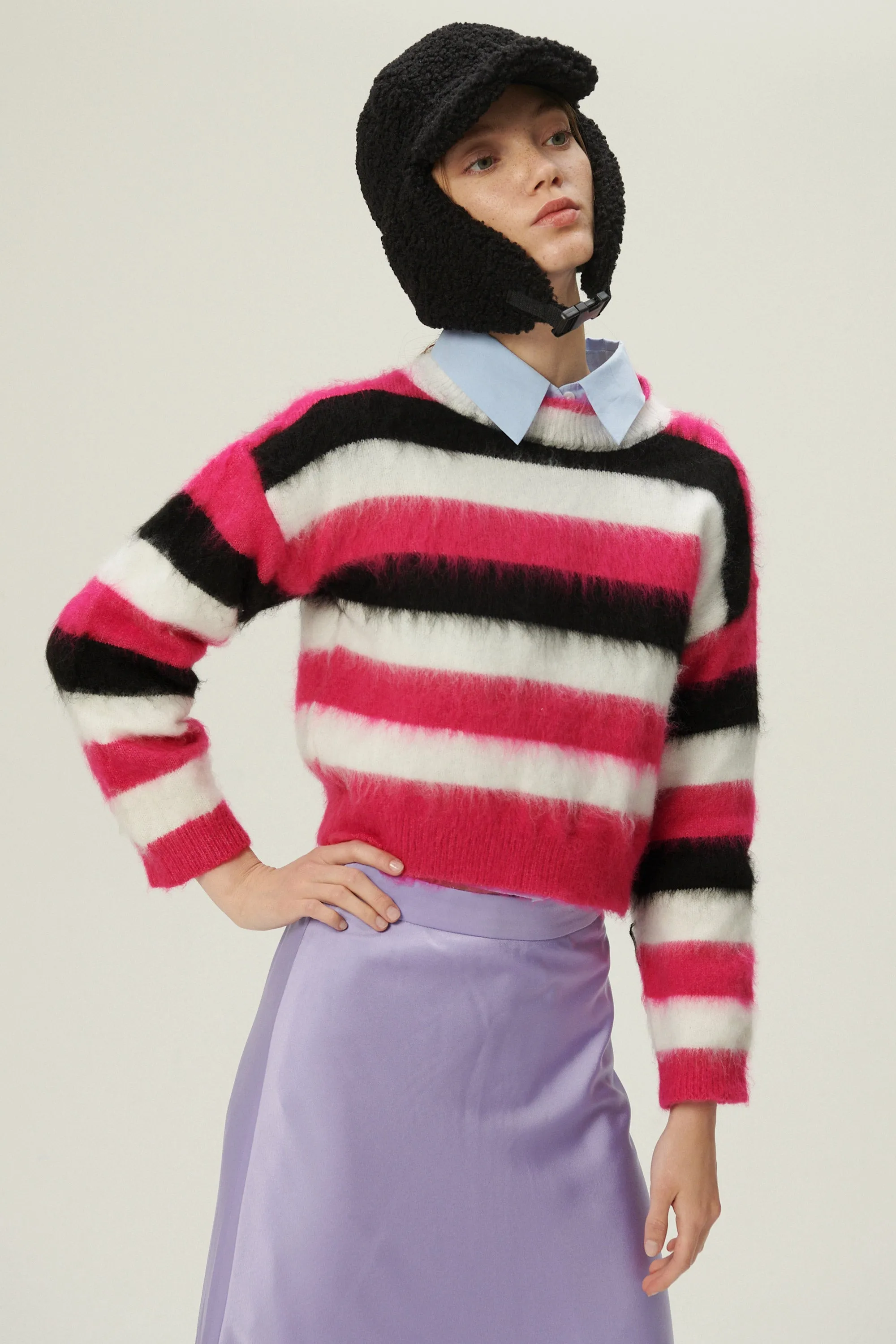 Ivanna Fuzzy Striped Sweater