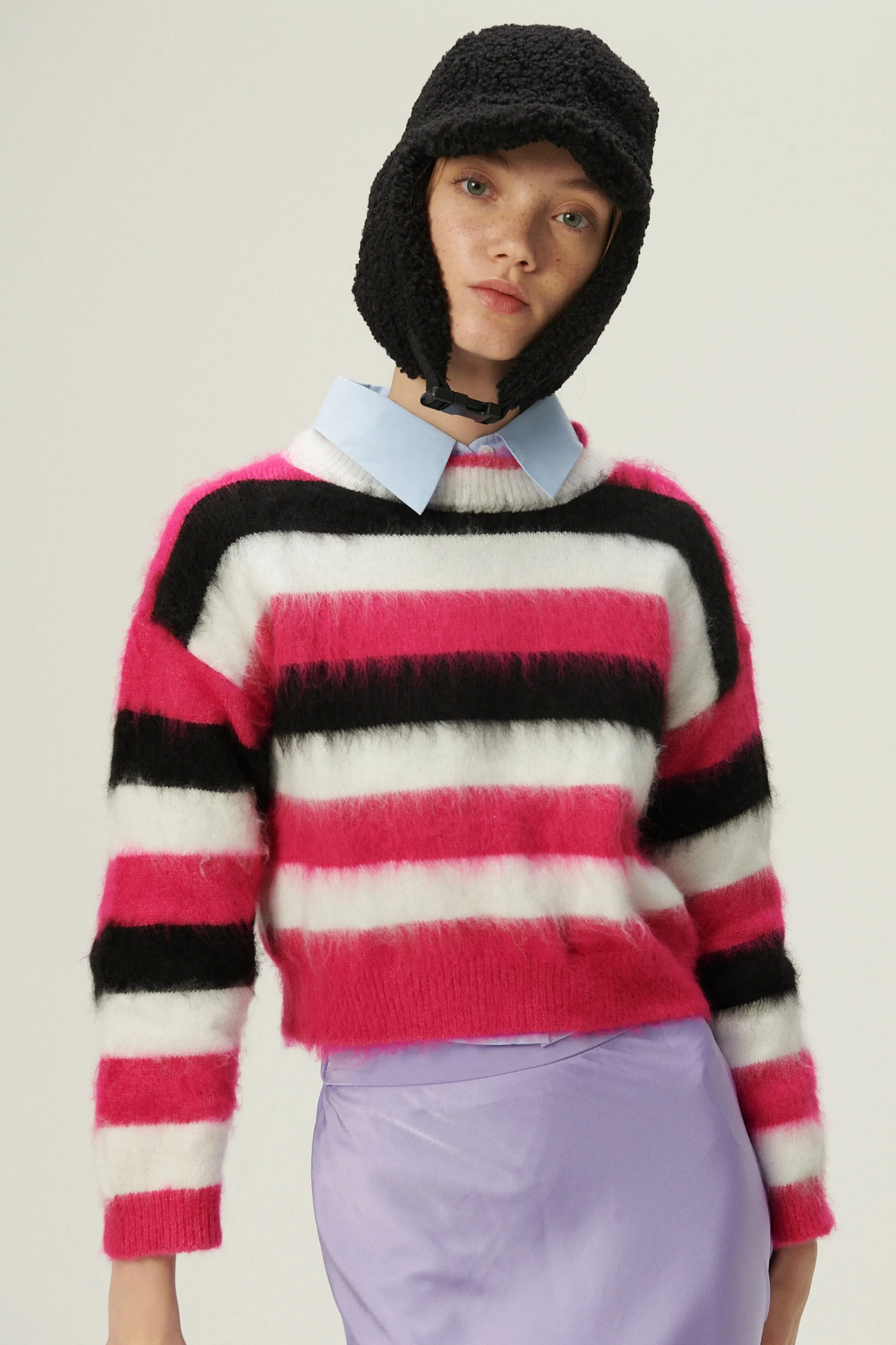 Ivanna Fuzzy Striped Sweater