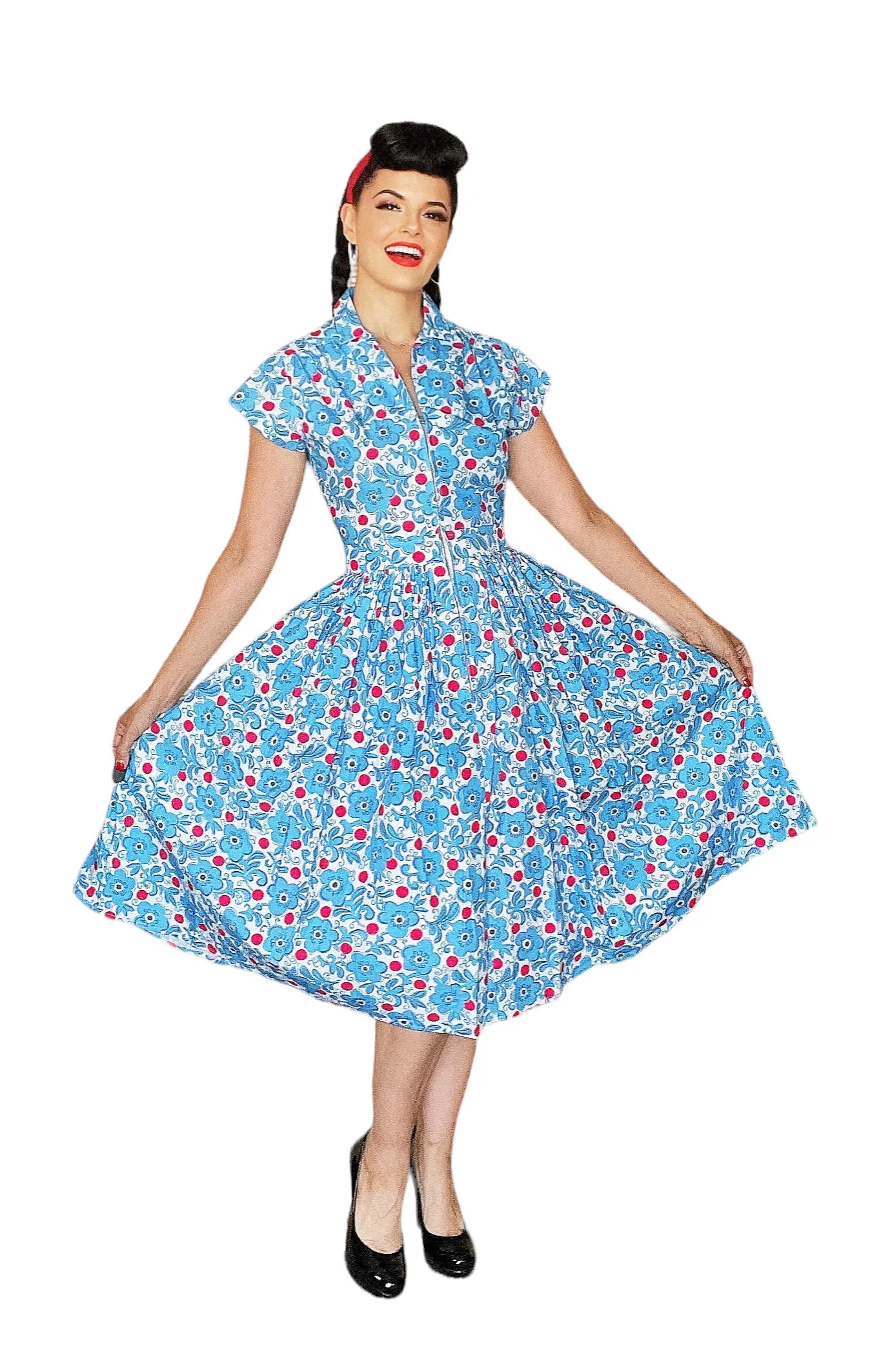 Joni Dress in Red Dot Floral