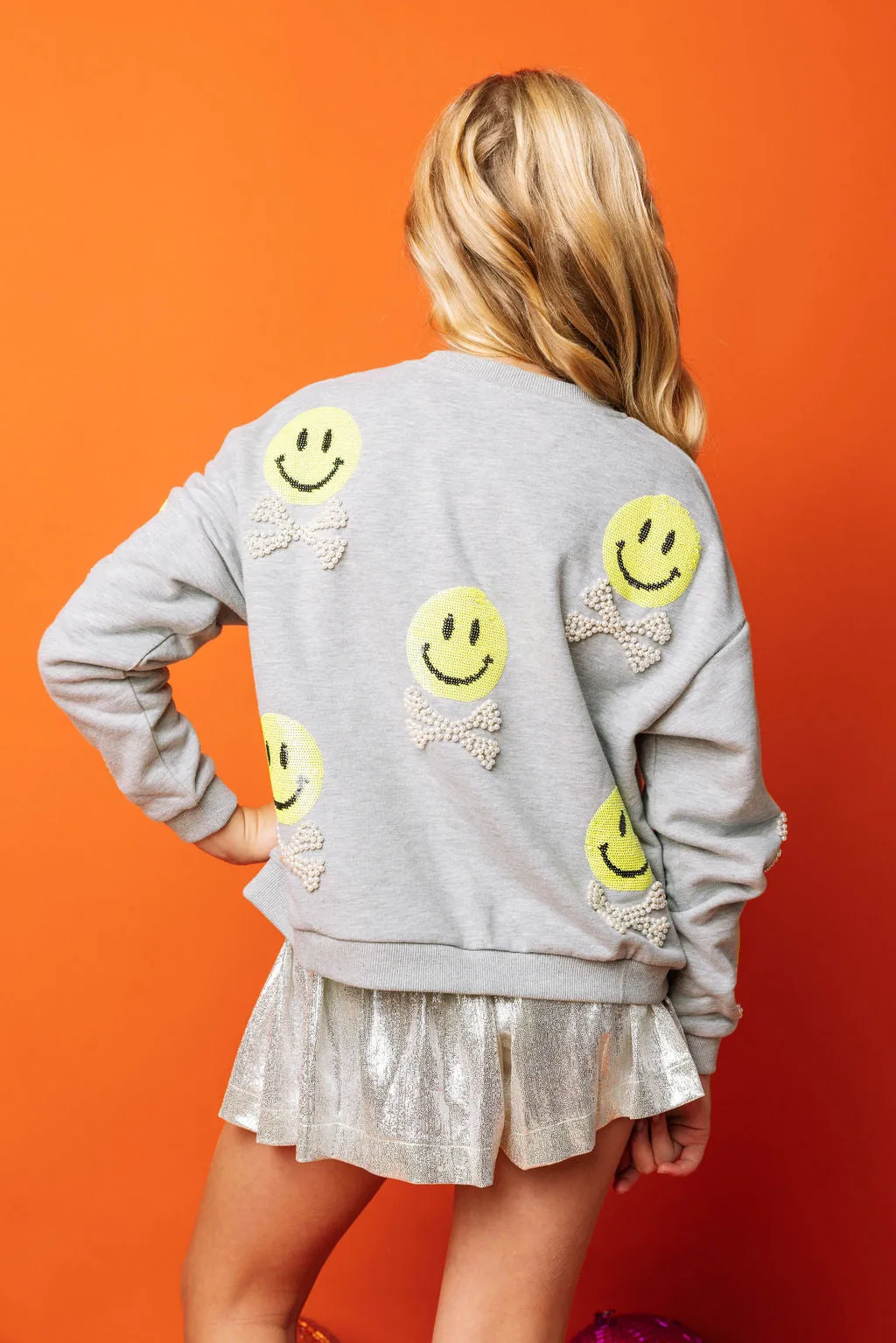 Kids Grey Smiley & Crossbones Sweatshirt