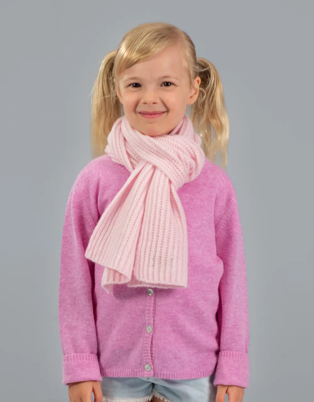 Kids Rib Knit Scarf in Rose