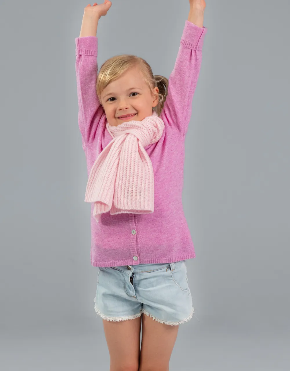 Kids Rib Knit Scarf in Rose