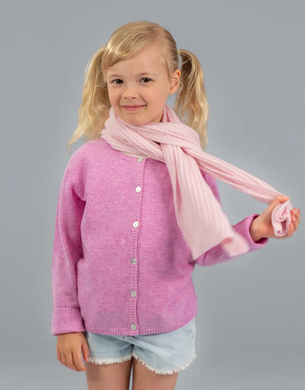 Kids Rib Knit Scarf in Rose