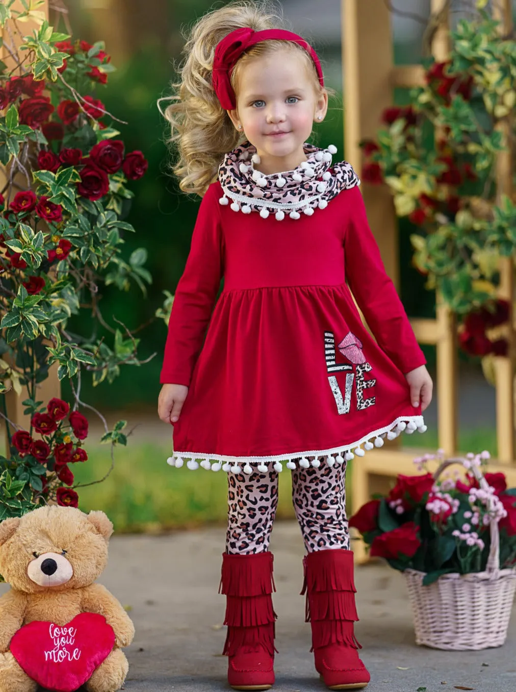 Kissy Face Tunic, Scarf and Legging Set