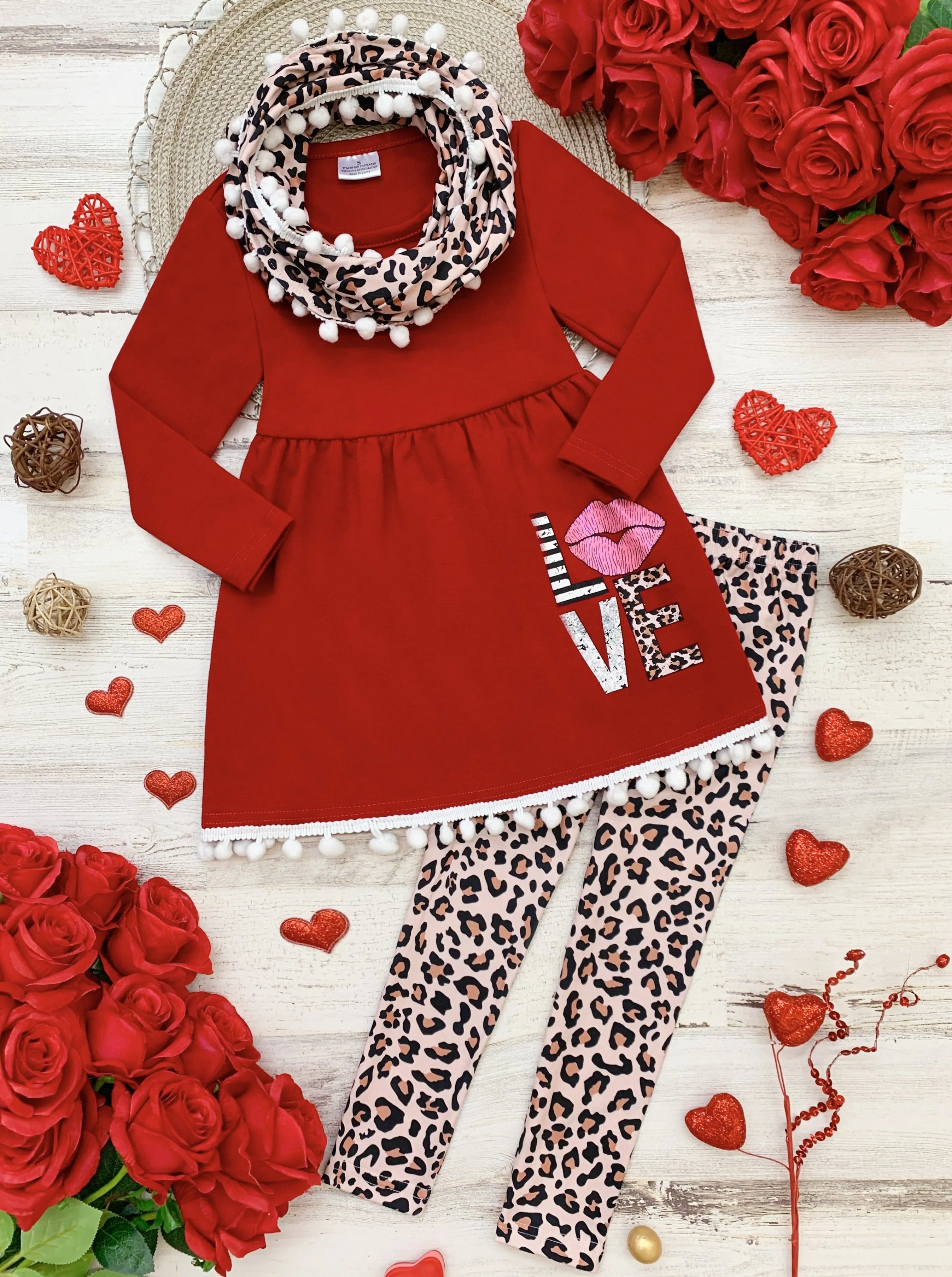 Kissy Face Tunic, Scarf and Legging Set