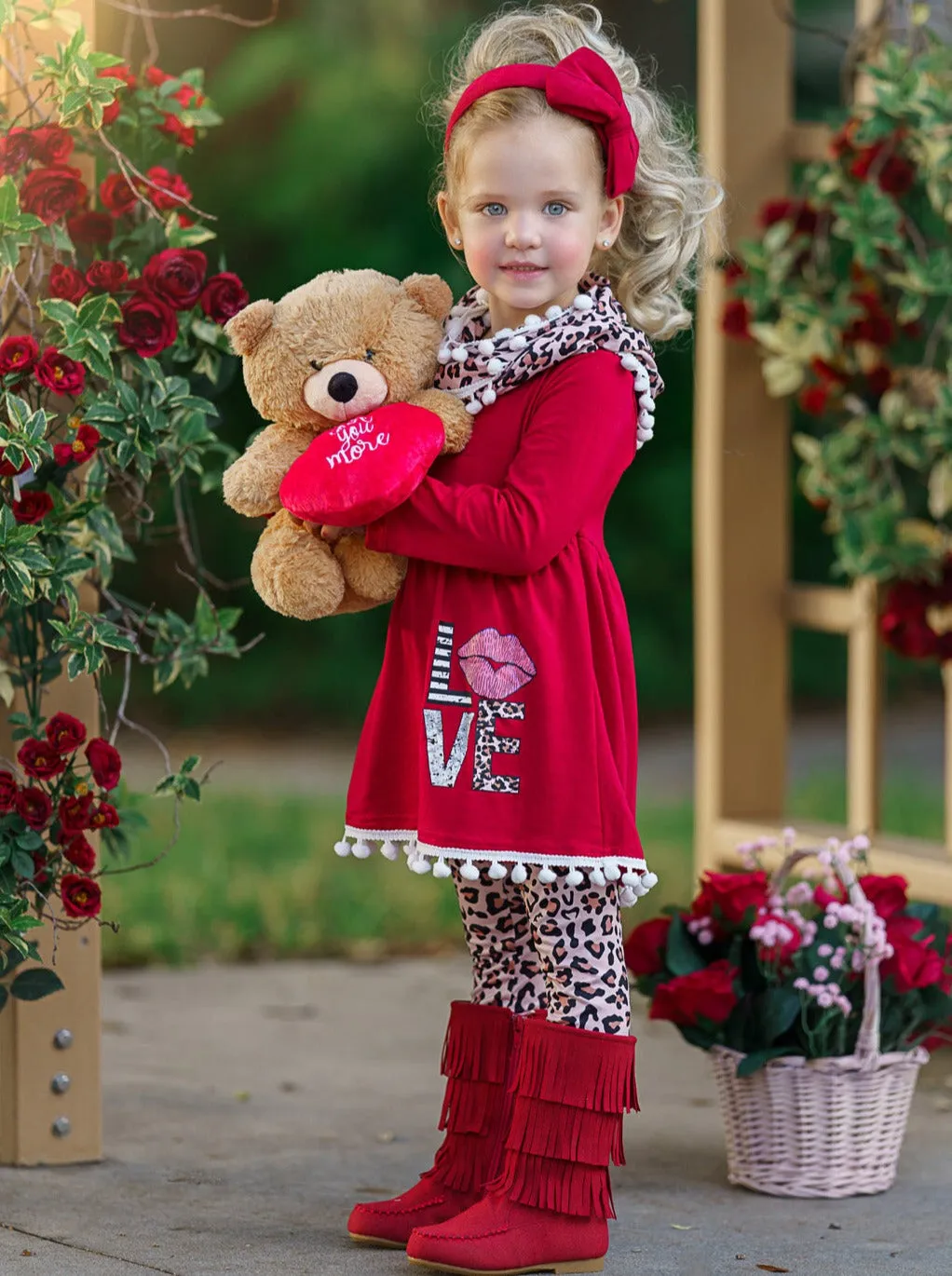 Kissy Face Tunic, Scarf and Legging Set