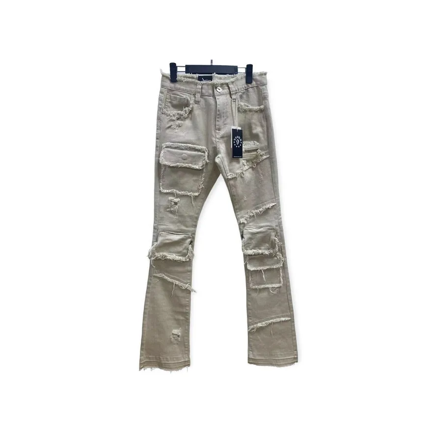 KLOUD9: Cargo Raw Edge Stacked Denim P23068