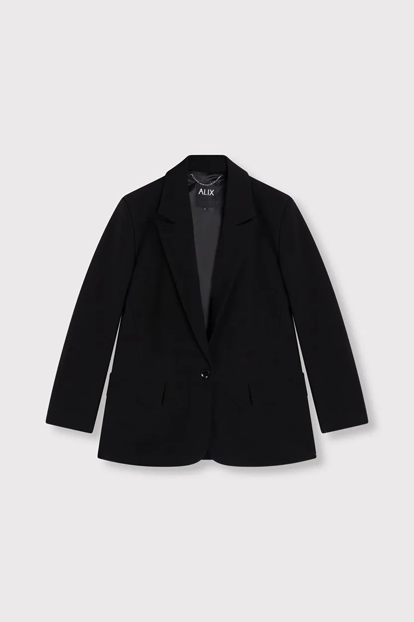 Ladies Woven Stretch Blazer - Zwart