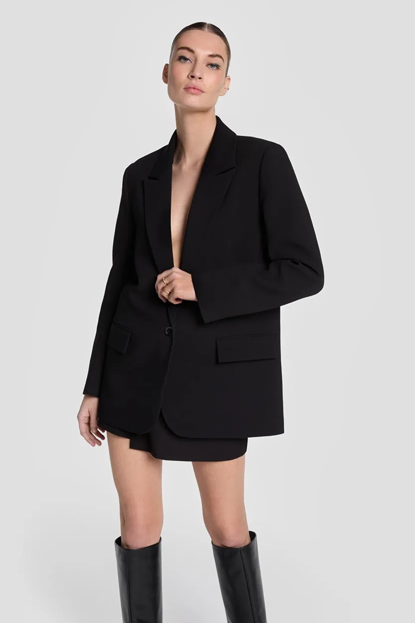 Ladies Woven Stretch Blazer - Zwart