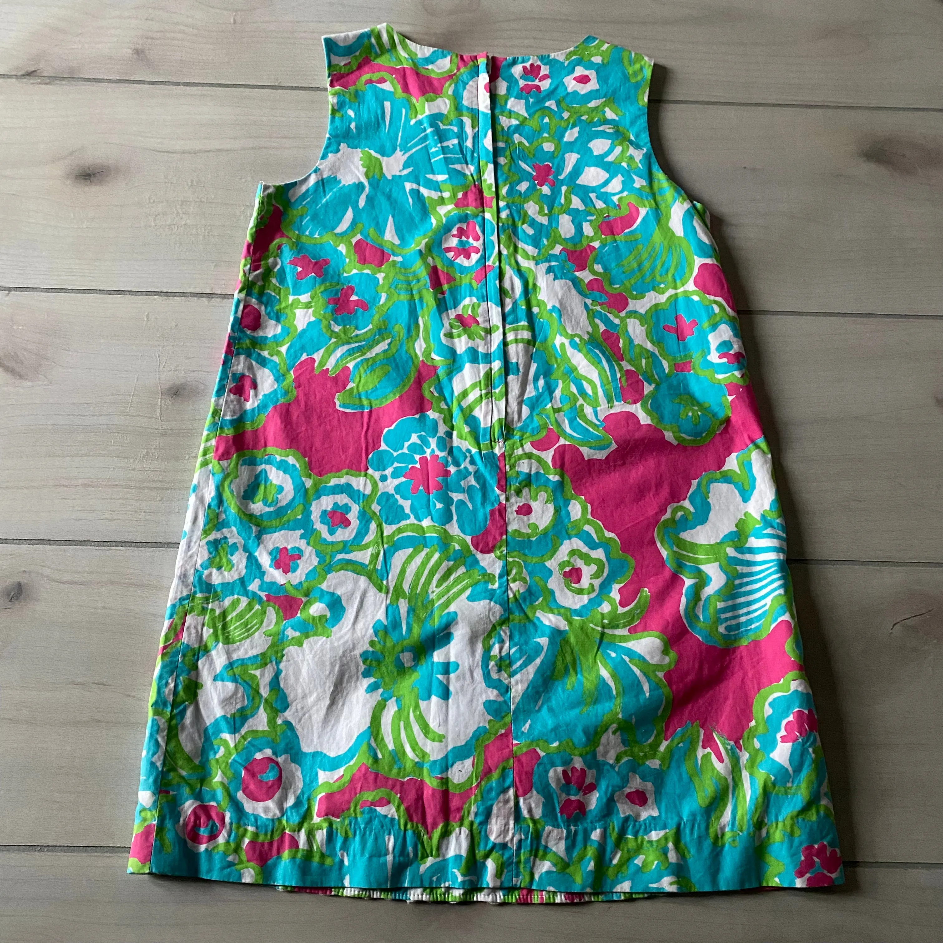 Lilly Pulitzer Pink Blue & Green Pattern Shift Dress