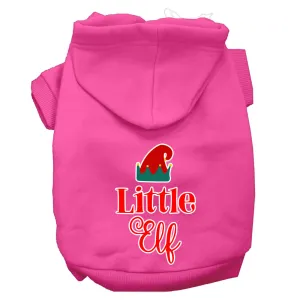 Little Elf Screen Print Dog Hoodie Bright Pink S