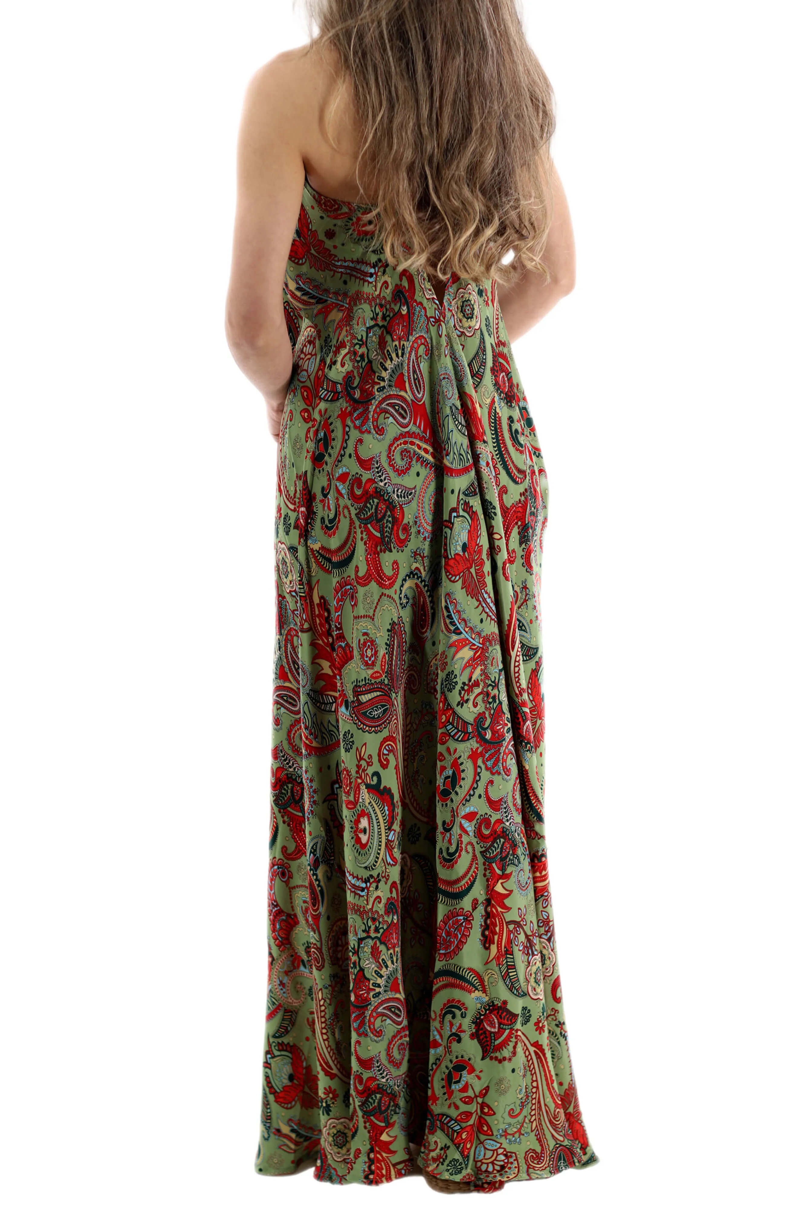 Long Flowy Floral 'Francesca' Maxi Dress in Green