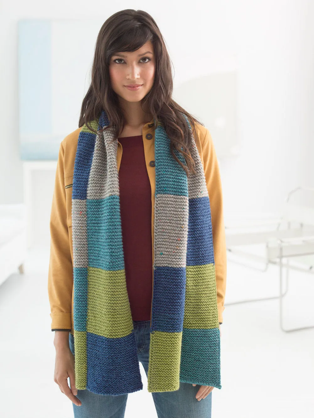 Loom Knit Colorblock Scarf - Version 2