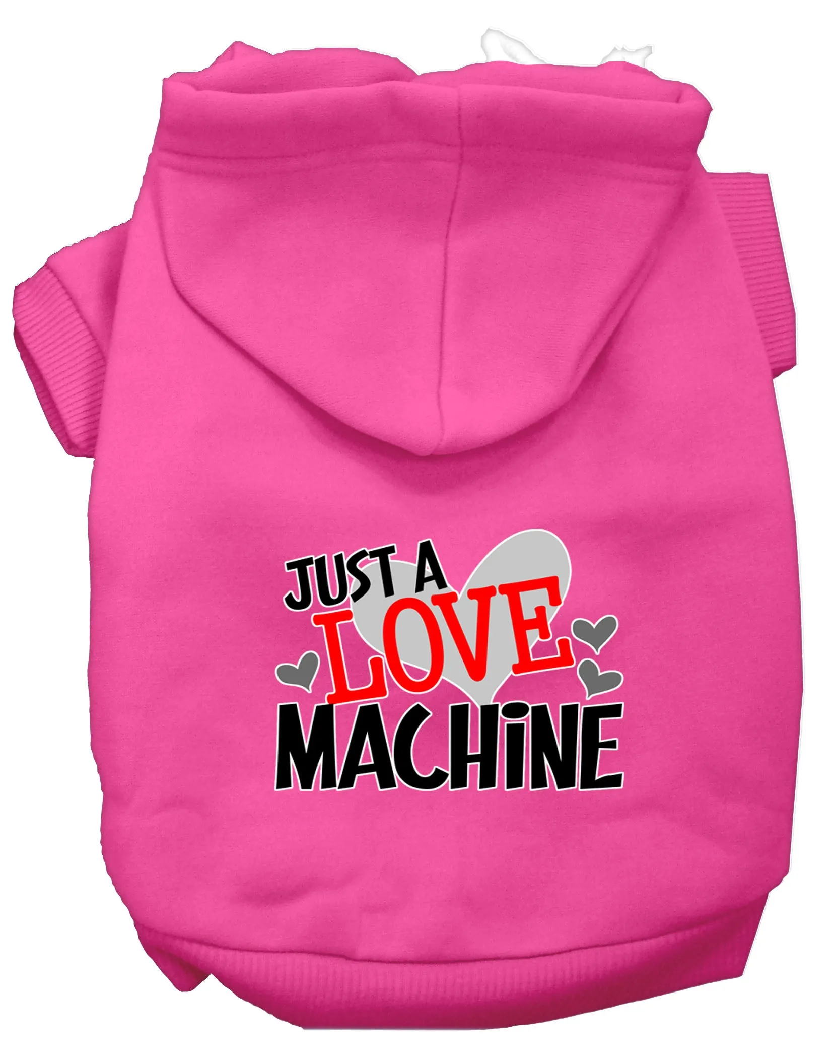 Love Machine Screen Print Dog Hoodie Bright Pink S