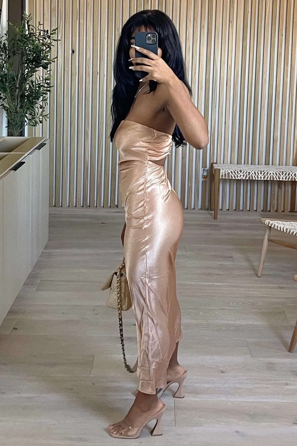 Love Satin Maxi Dress (Nude)