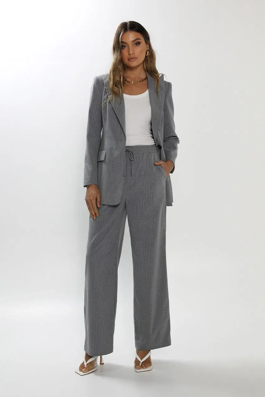 Madison The Label Ricky Blazer Pinstripe - Grey