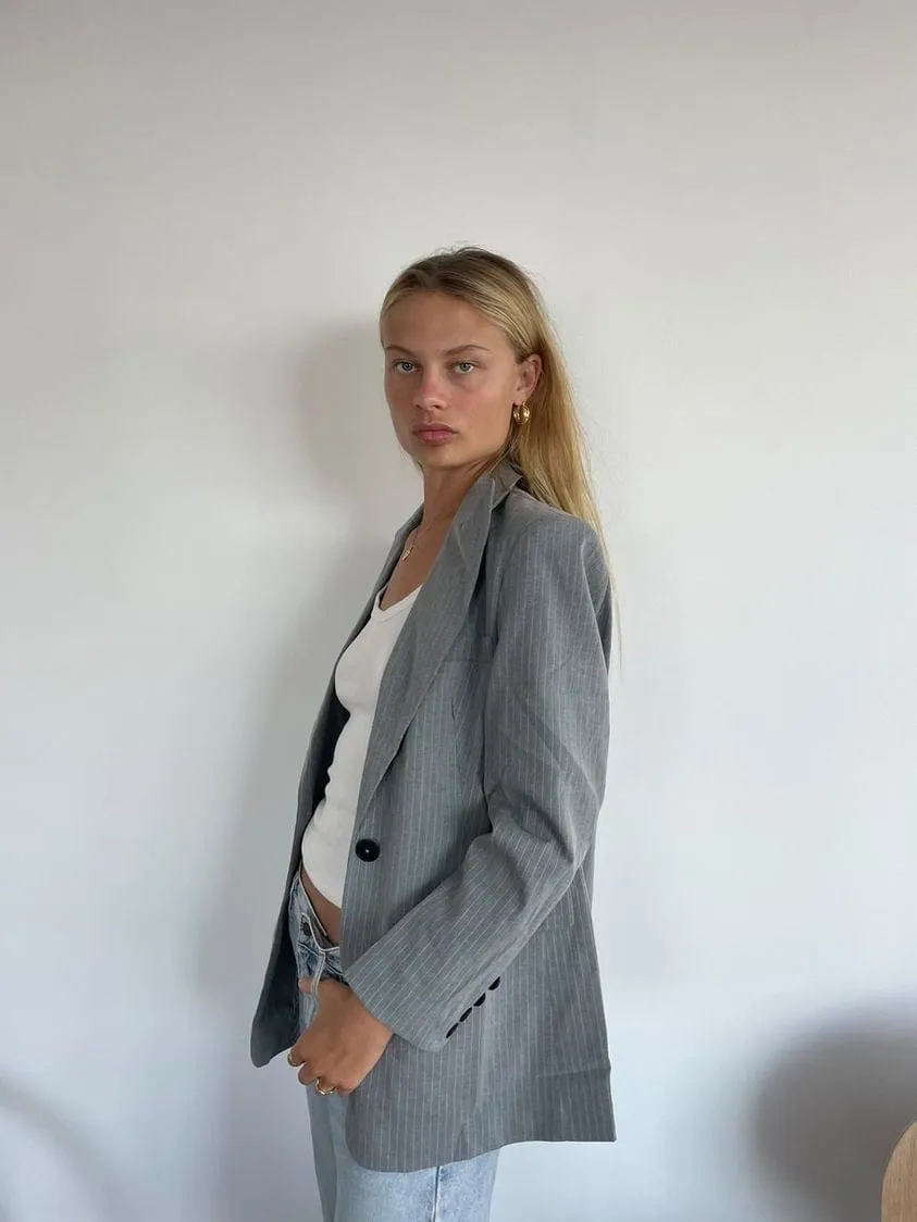 Madison The Label Ricky Blazer Pinstripe - Grey