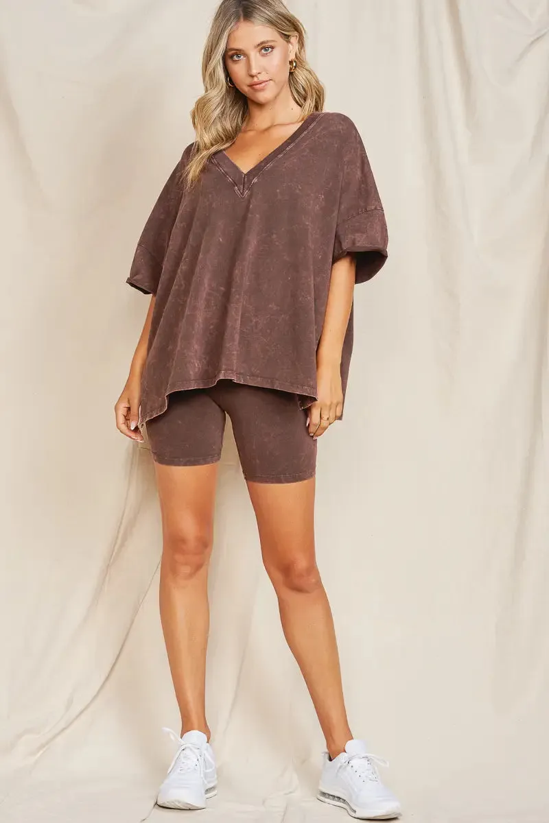 Maronie Chocolate V-Neck Top