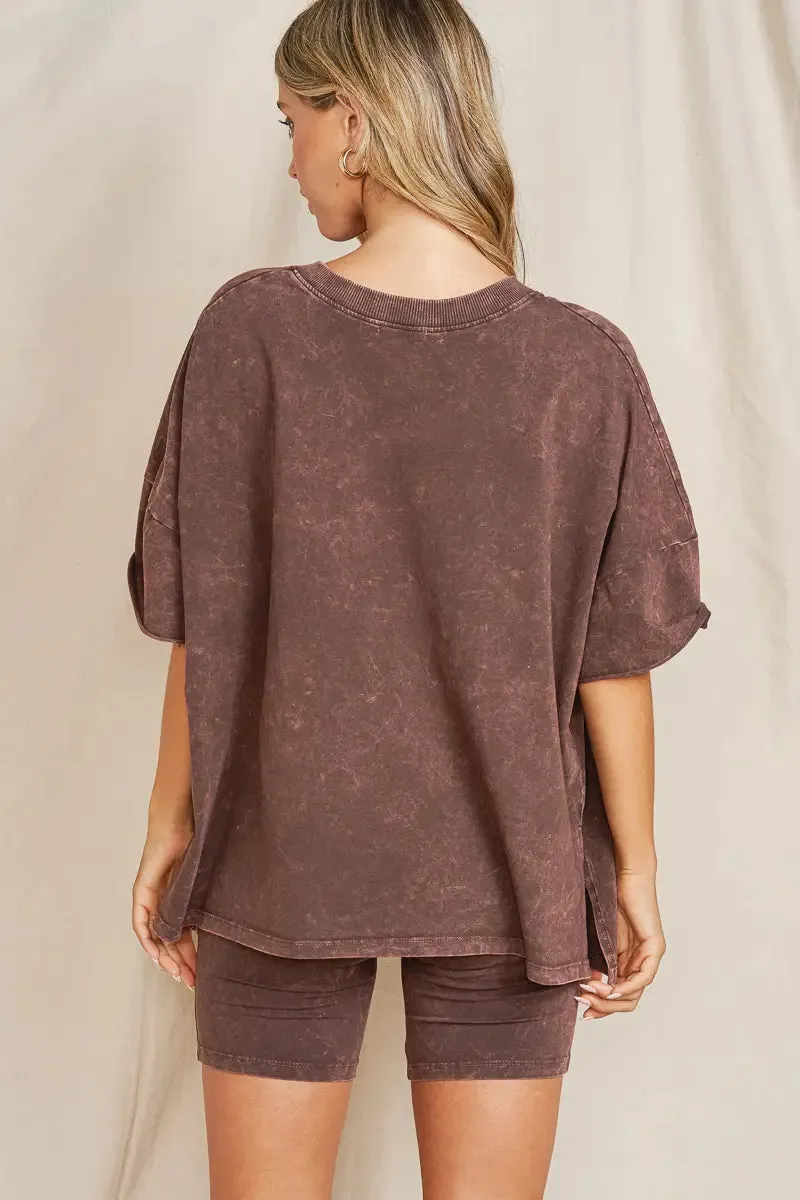 Maronie Chocolate V-Neck Top