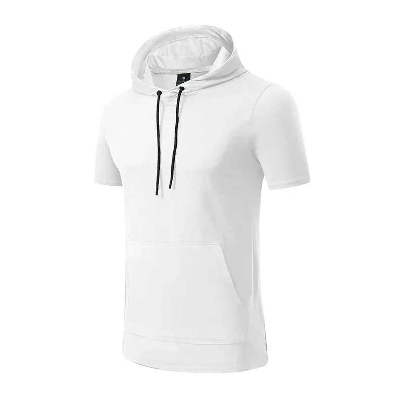 MC - Men’s Compression Hoodie: Short sleeve, tight-fit, ideal for sports, jogging, and outdoor leisure