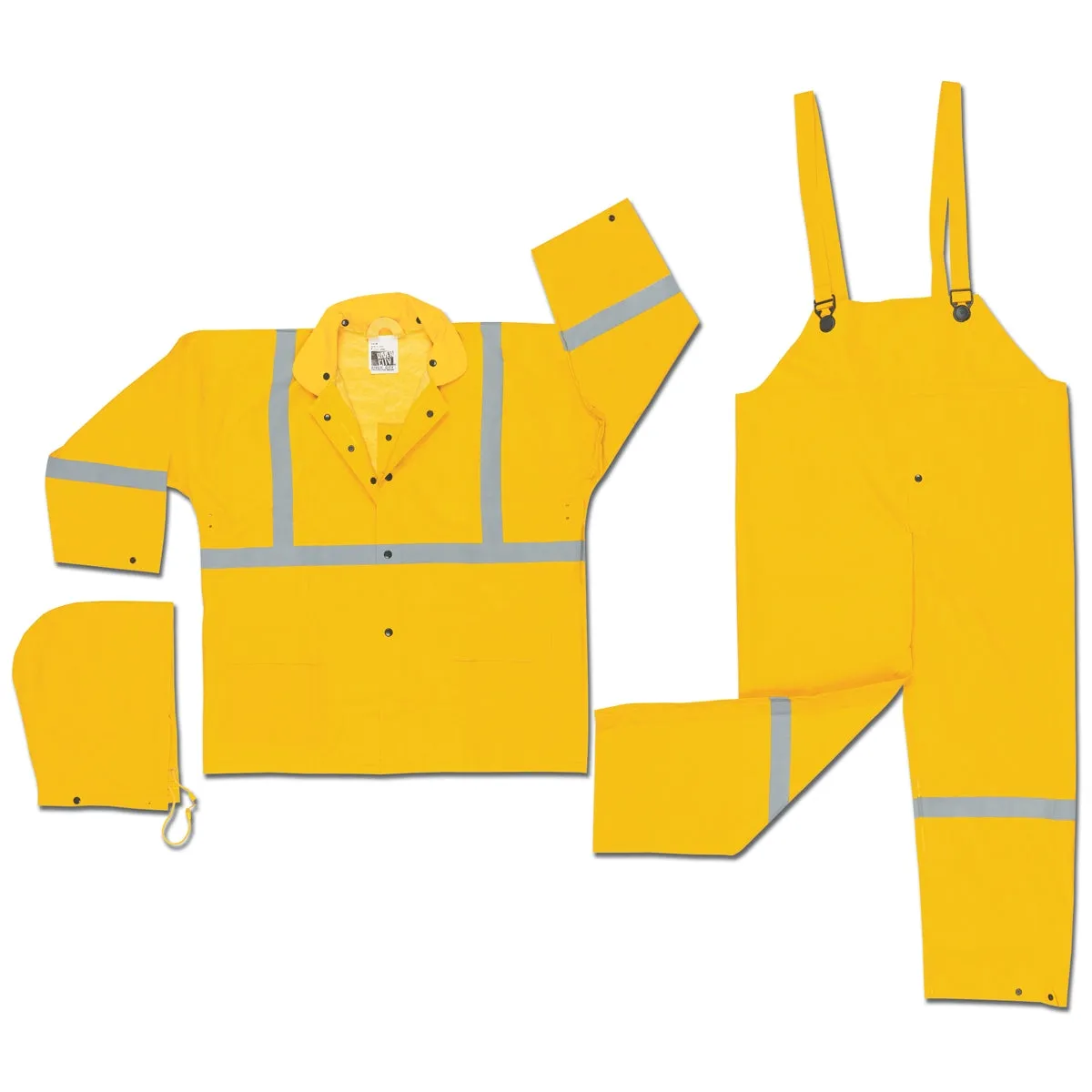 MCR Safety Luminator 3 Piece Reflective Rain Suit - Yellow - 2403R