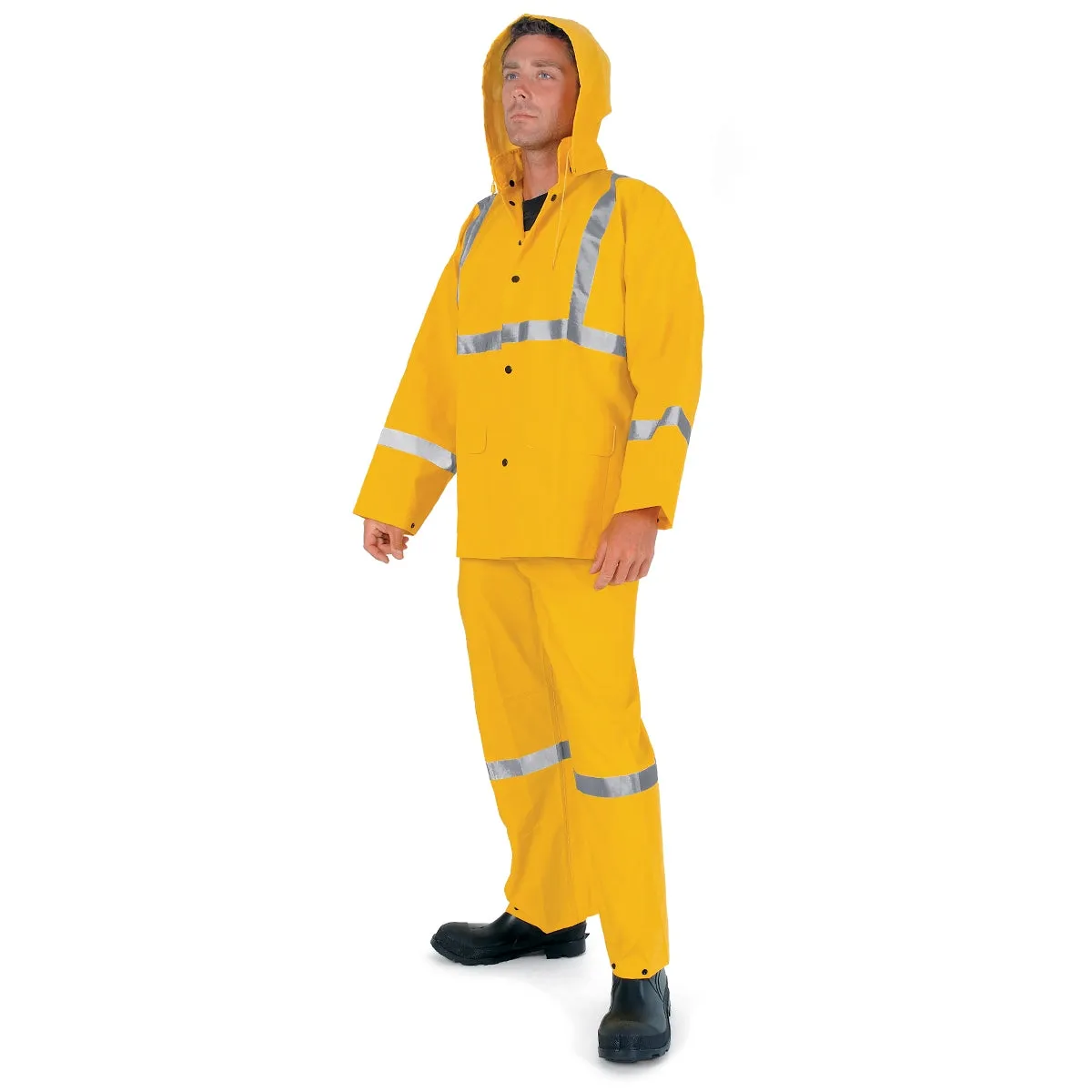 MCR Safety Luminator 3 Piece Reflective Rain Suit - Yellow - 2403R