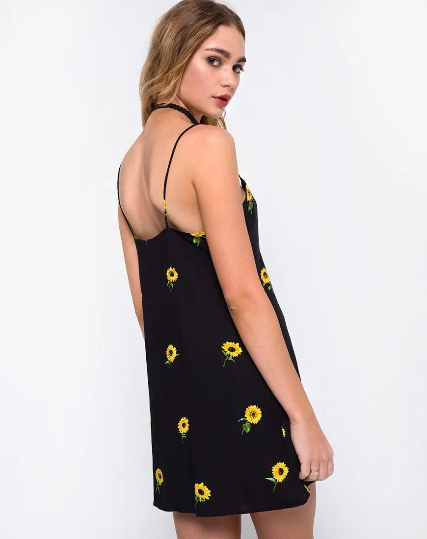 Medina Slip Dress in Ditsy Sunflower