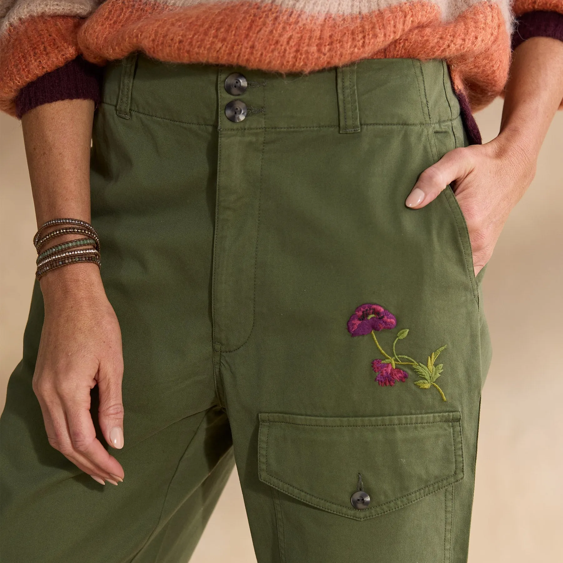 Melissa Embroidered Pants, Petite