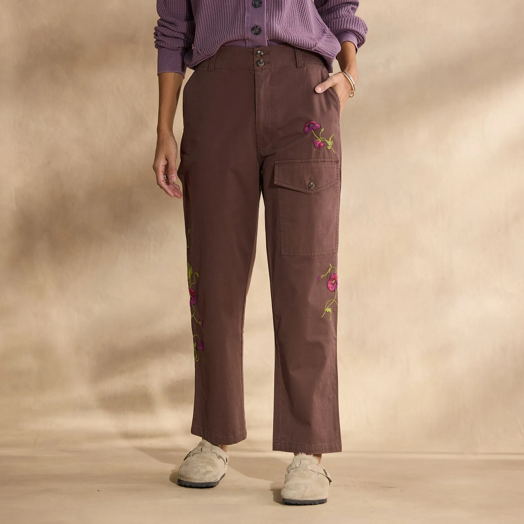 Melissa Embroidered Pants, Petite