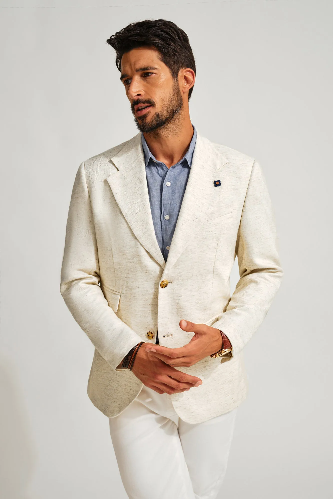 Men Notch Lapel Blazer Coat Casual Two-Button Back Slit Suit Coat