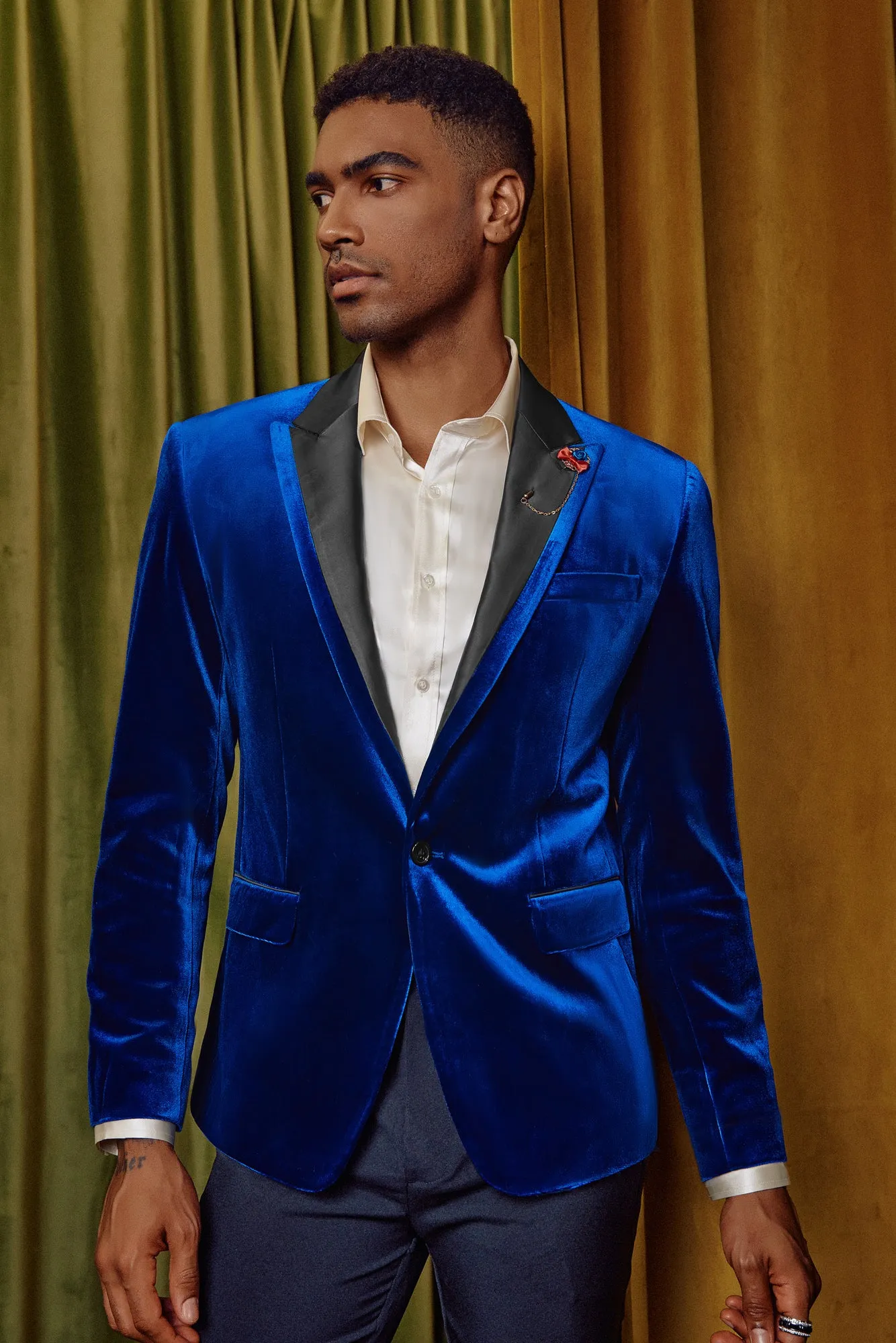 Men's Blazer Velvet One Button Sports Coat Party Wedding Suit Jacket