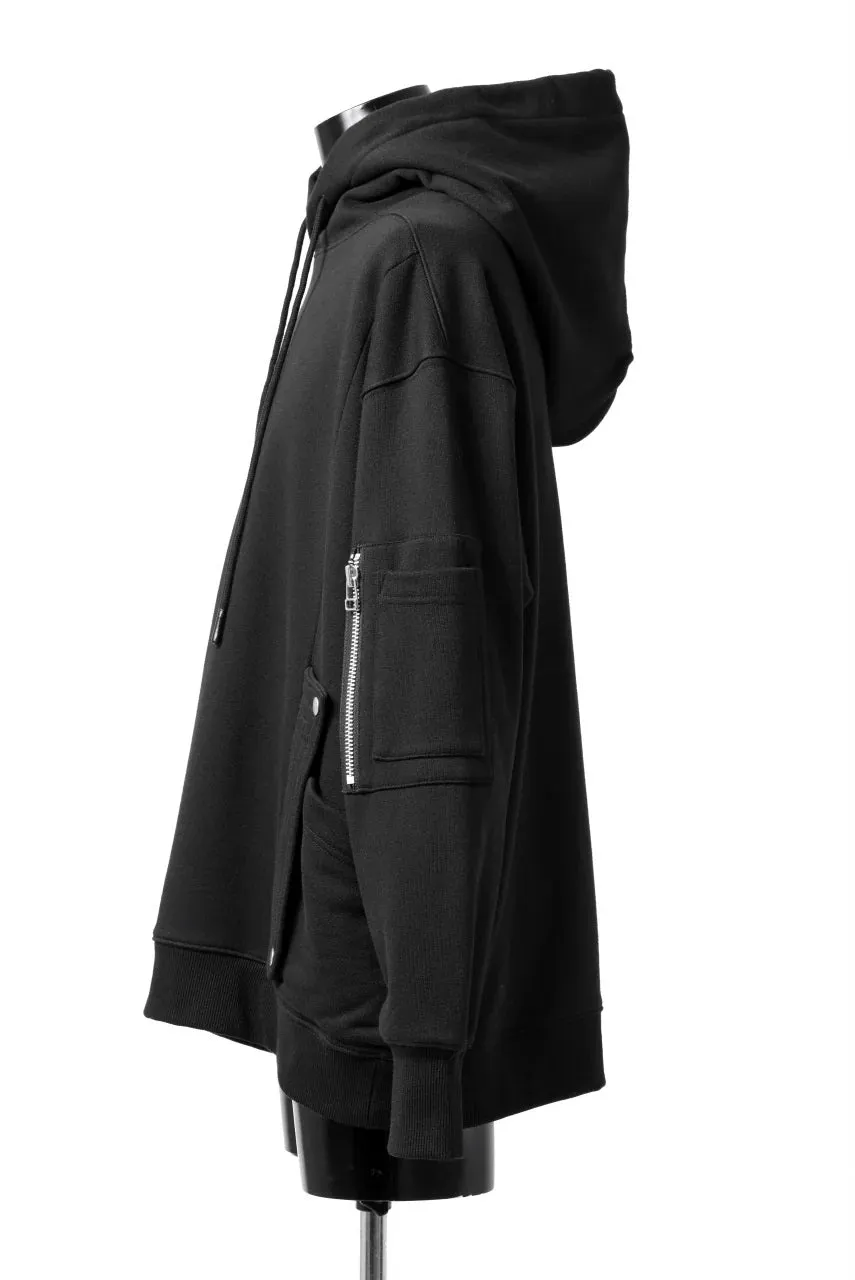 Military Style Relaxed Drop Shoulder Sleeve FLAP-DETAIL SWEAT HOODIE