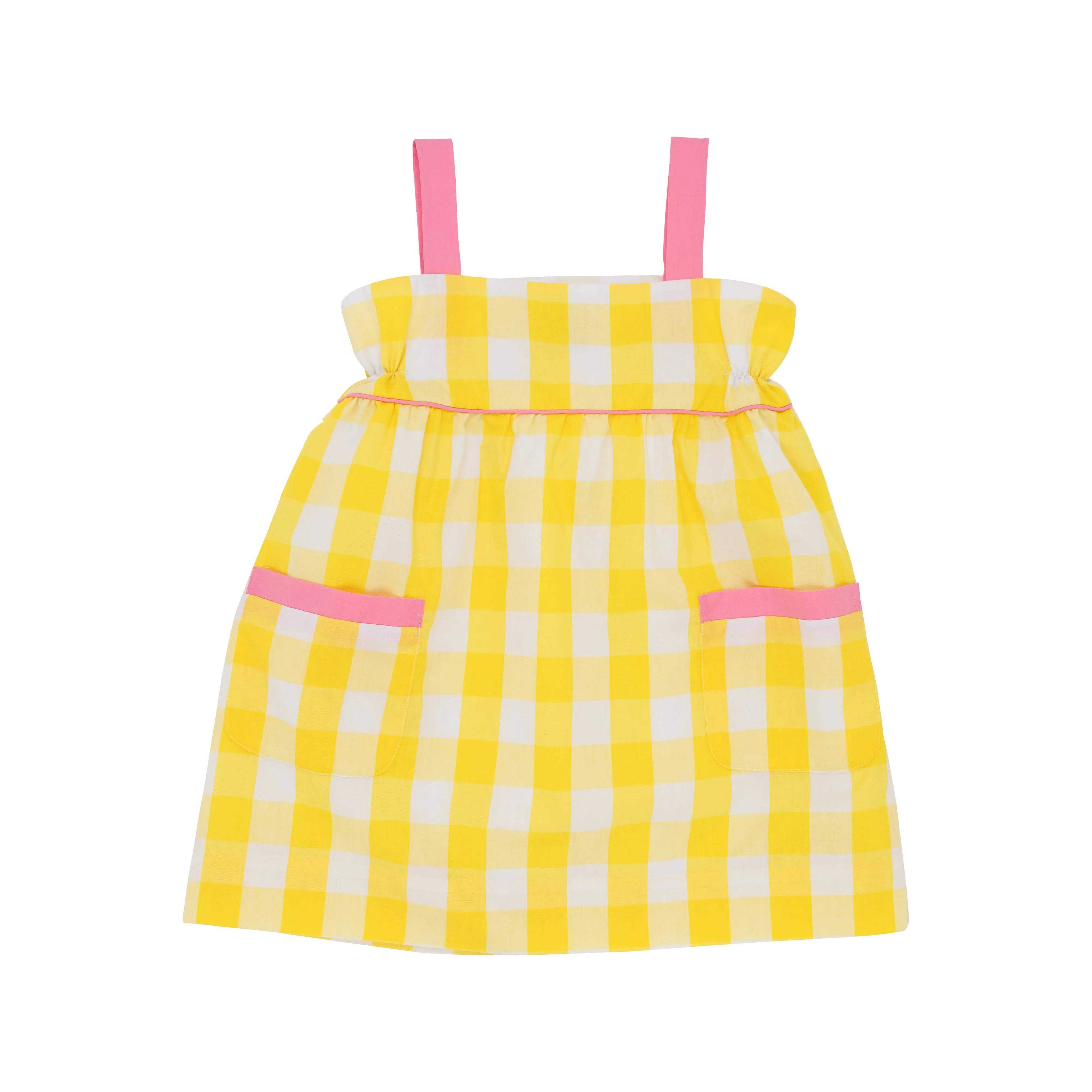 Millie Day Dress - Seaside Sunny Yellow Check with Hamptons Hot Pink