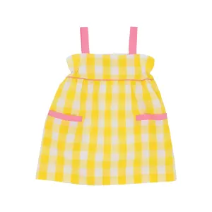 Millie Day Dress - Seaside Sunny Yellow Check with Hamptons Hot Pink