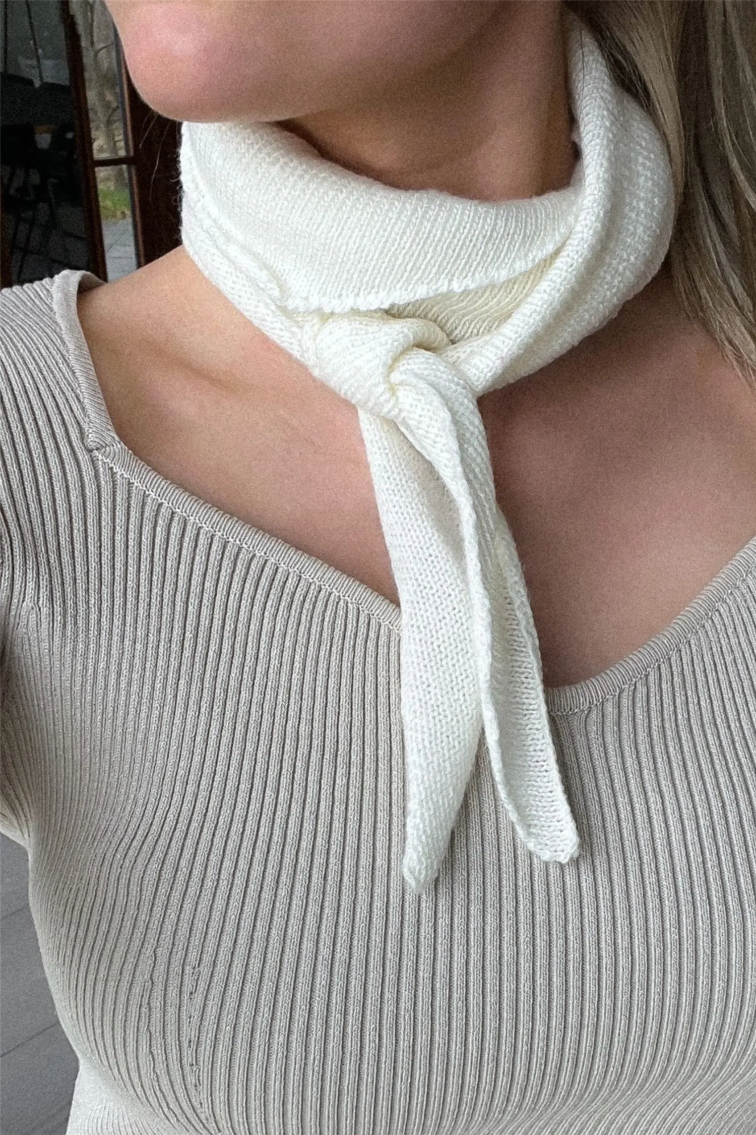 Misty Knit Scarf Off White