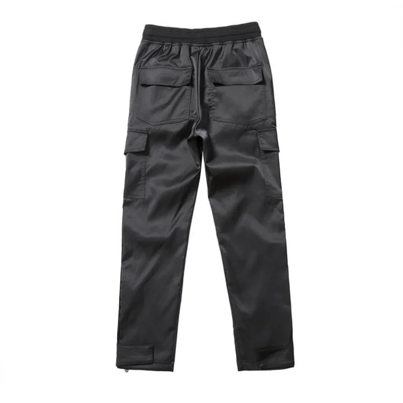 Multi Pocket Solid Streetwear Elastic Cargo Pants