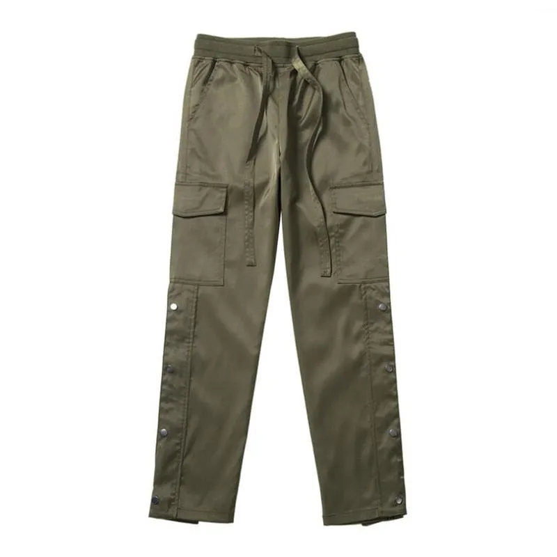 Multi Pocket Solid Streetwear Elastic Cargo Pants