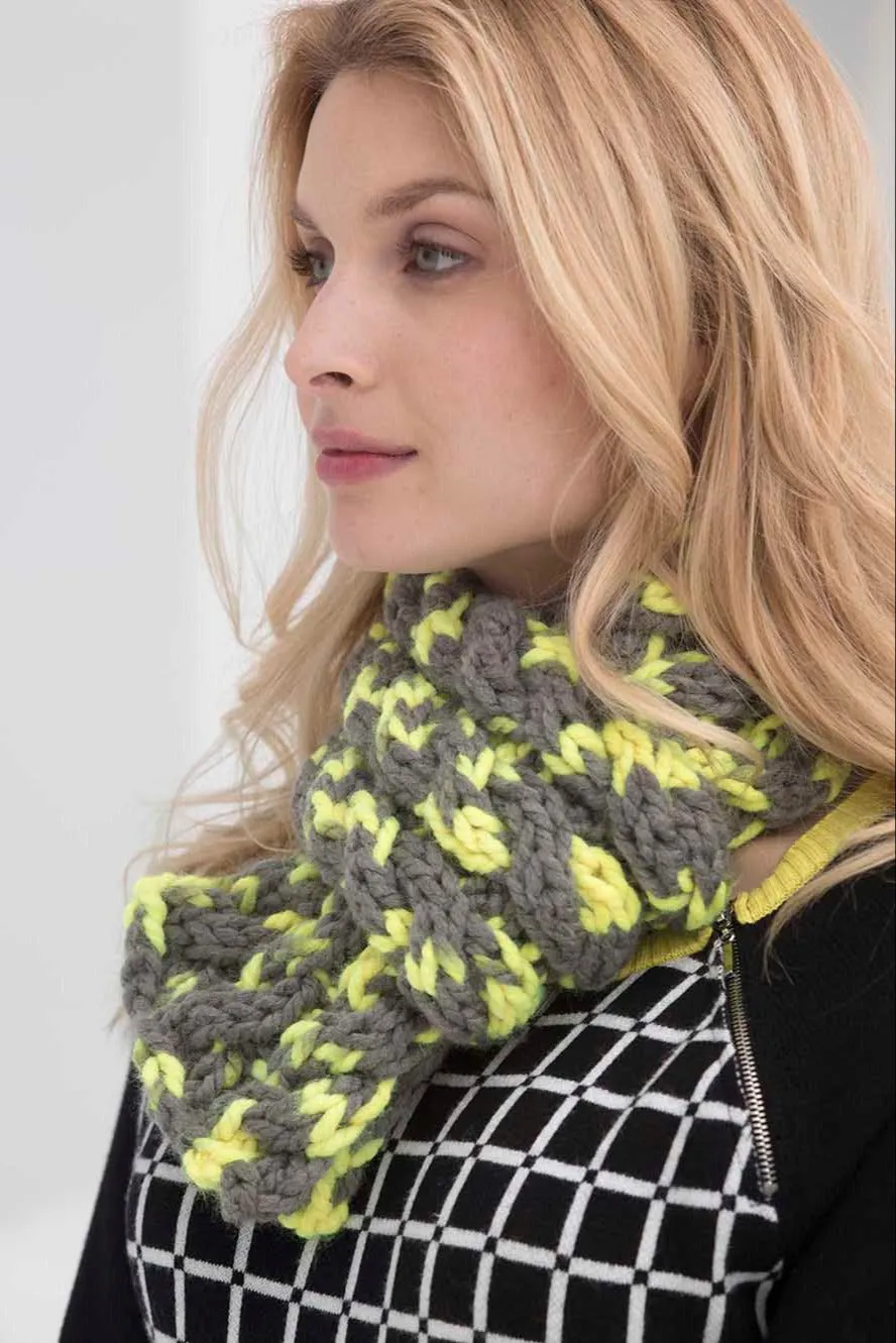 Neon Cabled Scarf Pattern (Knit)