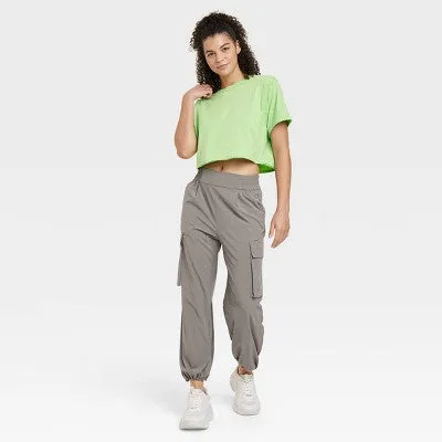 New - JoyLab Women's Cinch Hem Woven Cargo Pants High Rise Casual Fit