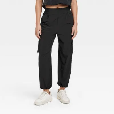 New - JoyLab Women's Cinch Hem Woven Cargo Pants High Rise Casual Fit