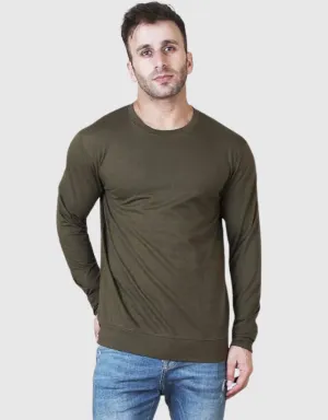 Olive Solid Regular Fit Sweatshirt